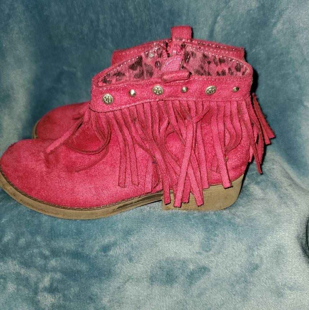Fushia little girls ankle booties